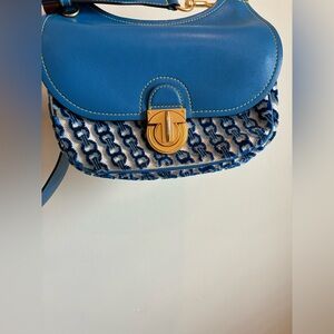 RARE Tory Burch Blue James Fil Coupé Small Saddlebag